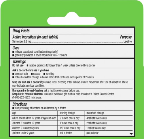 Kroger® Senna-Lax Natural Vegetable Laxative Perspective: back