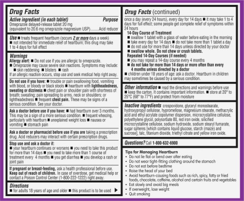 Kroger® Omeprazole Delayed-Release Acid Reducer Tablets 20mg Perspective: back