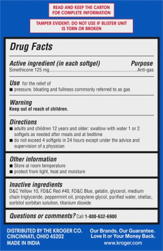 Kroger® Extra Strength Gas Relief Perspective: back