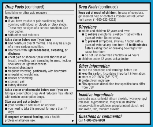 Kroger® Original Strength Heartburn Prevention Acid Reducer Perspective: back