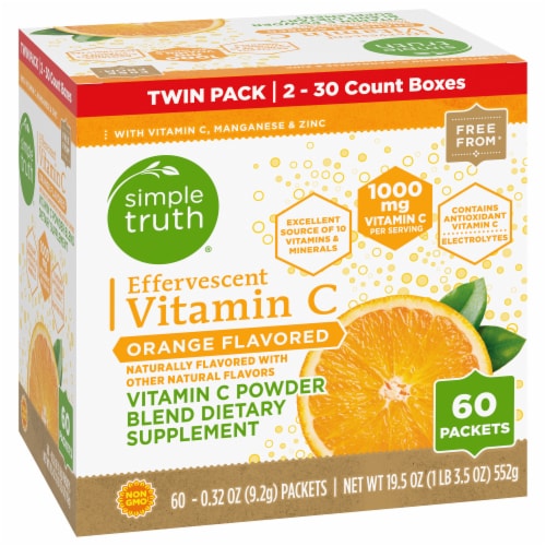 Simple Truth® Effervescent Vitamin C Powder Packets Orange 1000mg Twin Pack Perspective: back