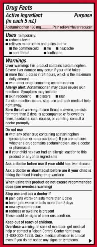 Kroger Children's Pain and Fever Relief Dye Free Cherry Perspective: back