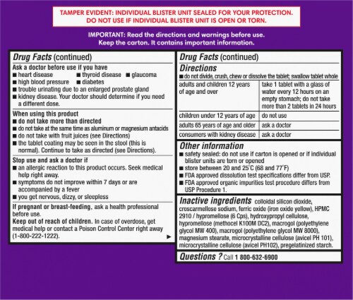 Kroger® Non-Drowsy Fexofenadine HCL & Pseudoephedrine HCL Allergy Relief-D Tablets Perspective: back