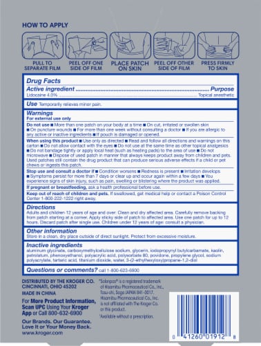 Kroger Pain Relief 4% Lidocaine Patch Perspective: back