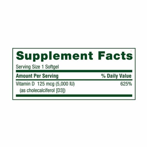 Simple Truth® Vitamin D3 Softgels 125mcg Perspective: back