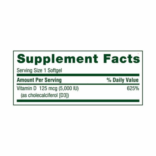 Simple Truth® Vitamin D3 Softgels 125mcg Perspective: back