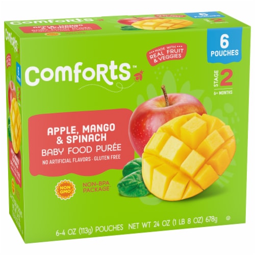 Comforts™ Apple Mango Spinach Baby Food Pouches Perspective: back