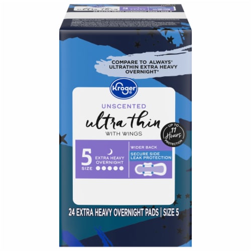 Kroger® Ultra Thin Pads with Wings Extra Heavy Overnight Size 5 Unscented Perspective: back