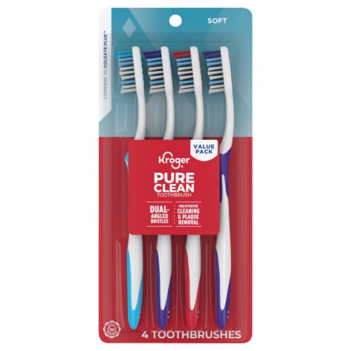 Kroger® Pure Clean Toothbrush with Soft Bristles Value Pack Perspective: back