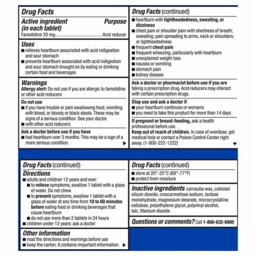 Kroger® Maximum Strength Heartburn Prevention Famotidine Tablets 20mg Perspective: back