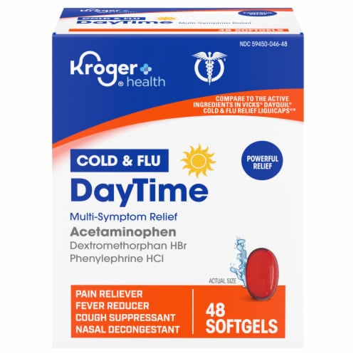 Kroger® Multi-Symptom Cold and Flu DayTime Cold Medicine Softgels Perspective: back