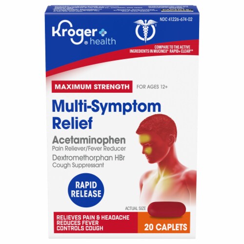 Kroger® Maximum Strength Multi-Symptom Rapid Release Cold Medicine Caplets Perspective: back