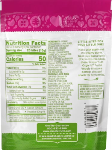 Simple Truth Organic™ Apple Strawberry Beet with Chia Fruit & Veggie Bites Snack Perspective: back