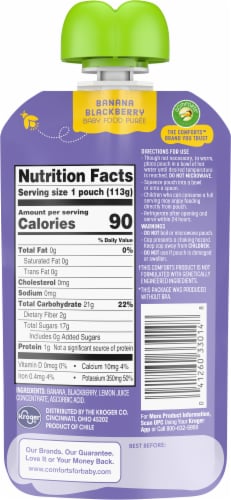 Comforts™ Banana Blackberry Stage 2 Baby Food Puree Pouch Perspective: back
