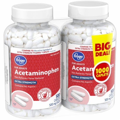 Kroger® Extra Strength 500 mg Acetaminophen Caplets Twin Pack Perspective: back