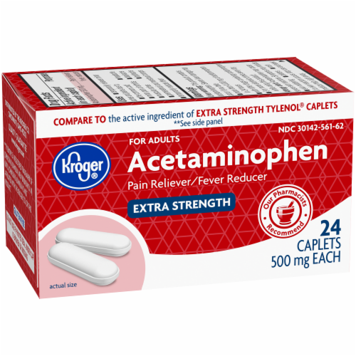 Kroger® Extra Strength Acetaminophen Pain Reliever & Fever Reducer Caplets 500mg Perspective: back