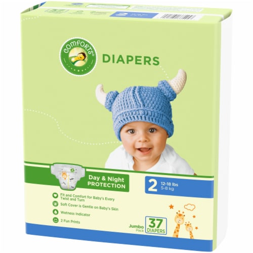 Comforts™ Day or Night Diapers Size 2 (12-18 lbs) Perspective: back