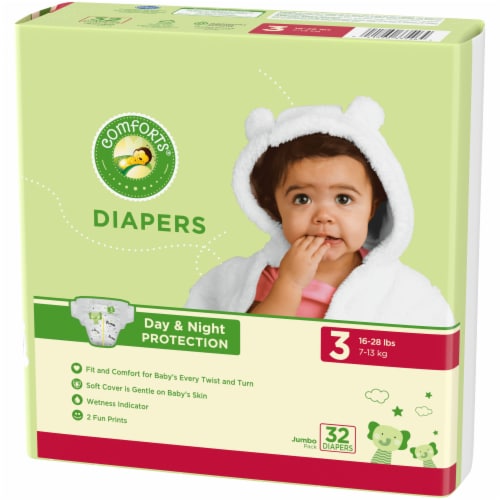 Comforts™ Day or Night Diapers Size 3 (16-28 lbs) Perspective: back