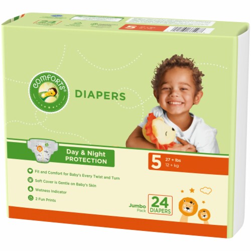 Comforts™ Day or Night Diapers Size 5 (27+ lbs) Perspective: back