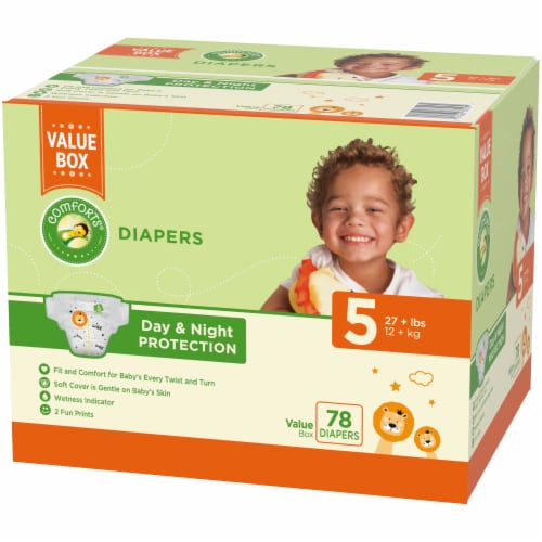 Comforts™ Day or Night Diapers Size 5 (27+ lbs) Perspective: back