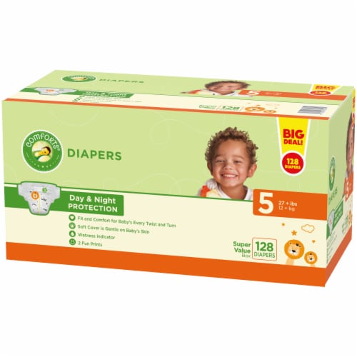 Comforts™ Day or Night Diapers Size 5 (27+ lbs) BIG DEAL! Perspective: back