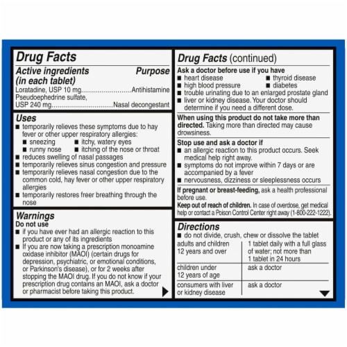 Kroger® 24 Hour Allergy & Congestion Relief Tablets Perspective: back