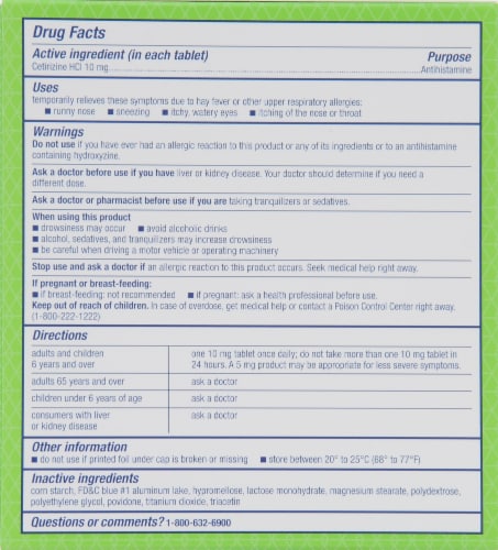 Kroger® 24 Hour All Day Allergy Tablets Perspective: back