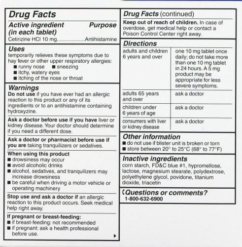 Kroger® Indoor & Outdoor All-Day Allergy Tablets Perspective: back