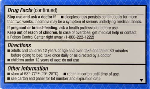 Kroger® Sleep Aid Tablets Perspective: back
