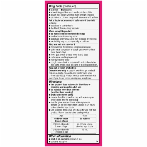 Kroger® Childrens Grape Multi-Symptom Fever & Cold Relief Liquid Perspective: back