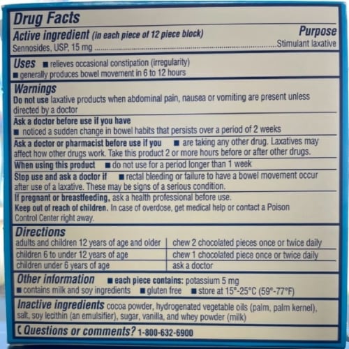 Kroger® Chocolate Regular Strength Stimulant Laxative Perspective: back