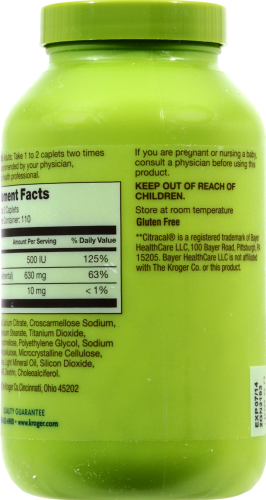 Kroger® Calcium Citrate +  Bone Supplement Coated Caplets Perspective: back