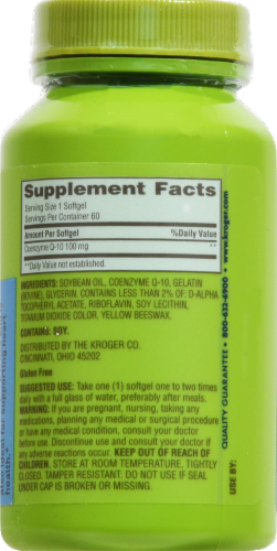 Kroger® Coenzyme Q-10 100 mg Heart Support Softgels Perspective: back