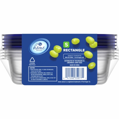 Kroger Home Sense Rectangle BPA-Free Plastic Snap Seal Food Storage Container - 4 pack Perspective: back
