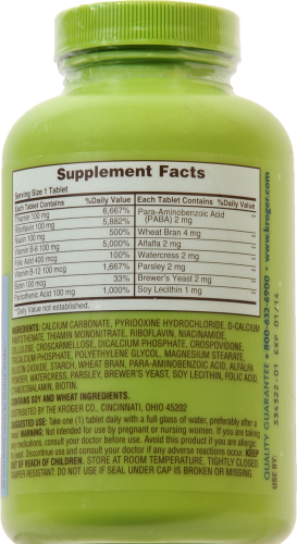 Kroger® Vitamin B-100 Complex Tablets Perspective: back