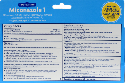 Kroger® Miconazole 1 Vaginal Antifungal Combination Pack Perspective: back