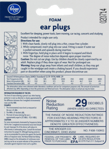 Kroger® Foam Ear Plugs Perspective: back
