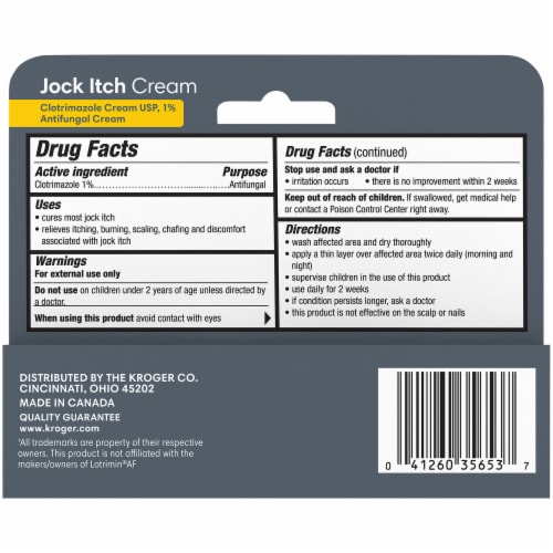Kroger® Jock Itch Cream Perspective: back