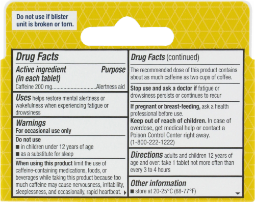 Kroger® Stay Awake Caffeine 200mg Tablets Perspective: back