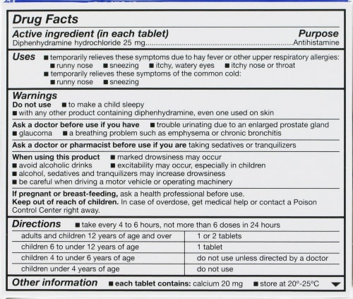 Kroger® Antihistamine Allergy Tablets Perspective: back
