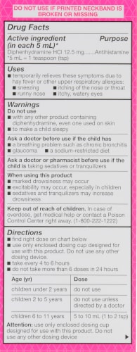 Kroger® Children's Diphenhydramine HCl Allergy Relief Cherry Flavor Liquid Perspective: back