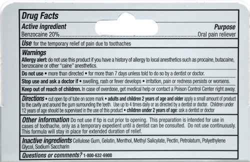 Kroger® Severe Toothache Ointment Perspective: back