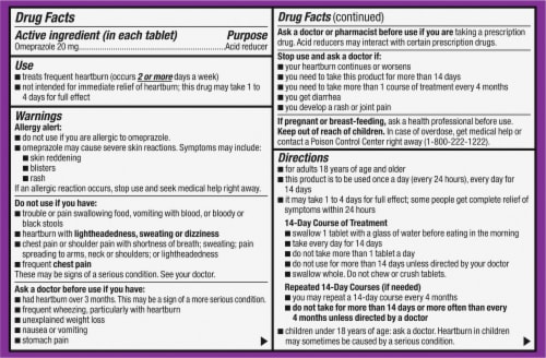 Kroger® Omeprazole Acid Reducer Delayed Release Tablets 20mg Perspective: back