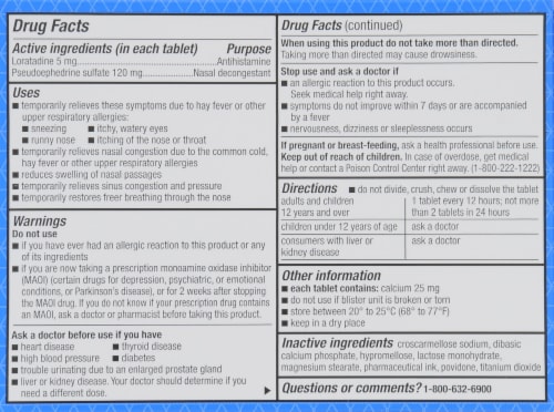 Kroger® 12 Hour Allergy & Congestion Relief Tablets Perspective: back