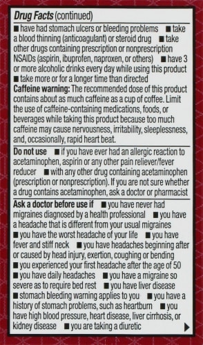Kroger® Migraine Formula Caplets Perspective: back