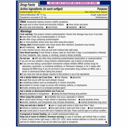 Kroger® NightTime Cold & Flu Relief Softgels Perspective: back