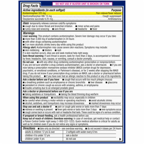 Kroger® Nitetime Multi-Symptom Cold & Flu Softgels Perspective: back