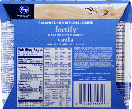 Kroger® Fortify Vanilla Balanced Nutritional Drink Perspective: back