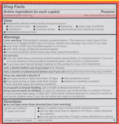 Kroger® Extra Strength Acetaminophen Caplets Value Pack Perspective: back