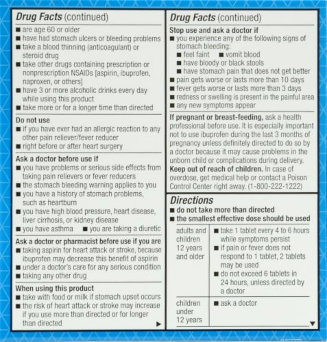 Kroger® Ibuprofen Tablets 200mg Value Pack Perspective: back